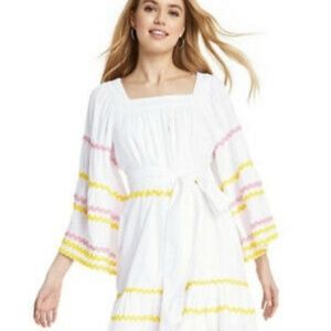 Lisa Marie Fernandez x Target Women's Ric Rac Flare Dress Yellow Pink Sz XL